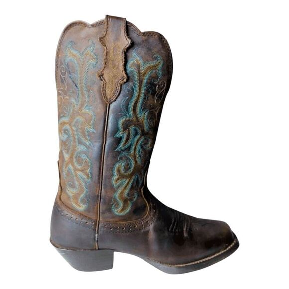 JUSTIN BOOTS 12' Square Toe Stampede Western Boot Size 9 - Picture 7 of 10